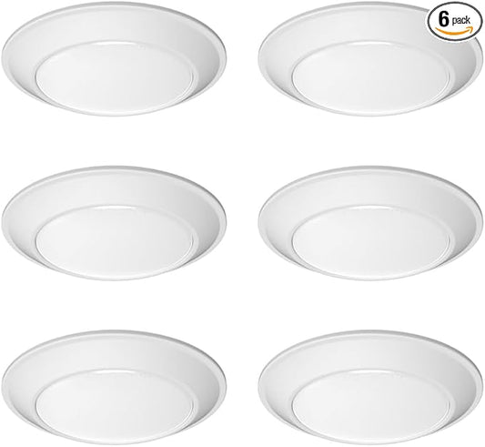 Juno JSBT 6-Inch SlimBasics Tapered Disk Downlight, Switchable, White (6 Pack)