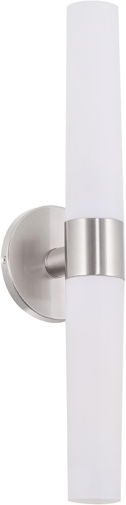 Kira Home Duo 21" Modern Wall Sconce with Frosted Glass Cylinder Shades, Linear 2-Light Silver Wall Light, Brushed Nickel Finish