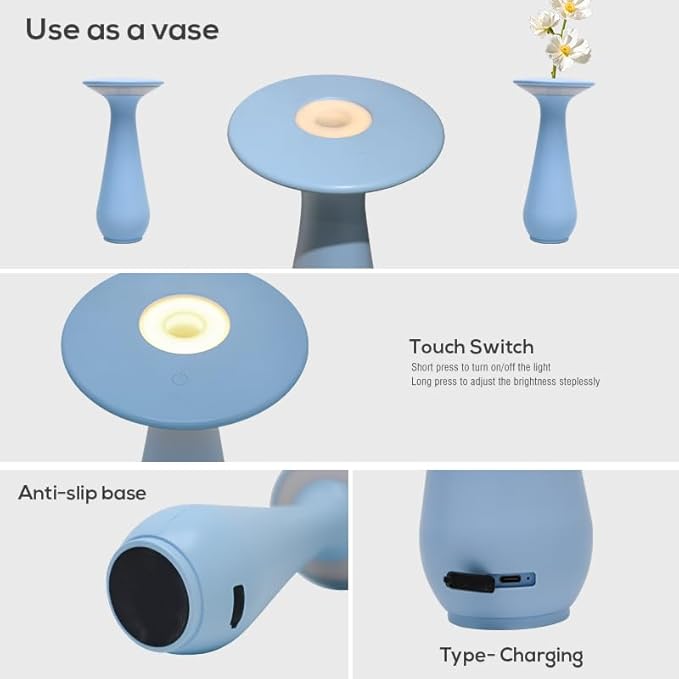 Flower Table Lamp,Rechargeable Coredless Table Lamp for Restaurant,Vase Lamp for Bedroom,Flower Lamp for Dining Table,Small Night Light,Gifts for Mom,Birthday Gifts for Women,Office,Home