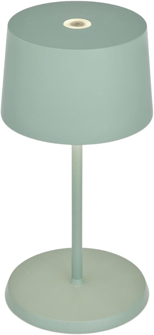 Zafferano, Olivia Mini Lamp, Portable and Rechargeable Table Lamp with Touch Controls, Suitable for Indoor and Outdoor, Dimmer, 2200-3000 K, Height 8.7 Inches, Sage Color