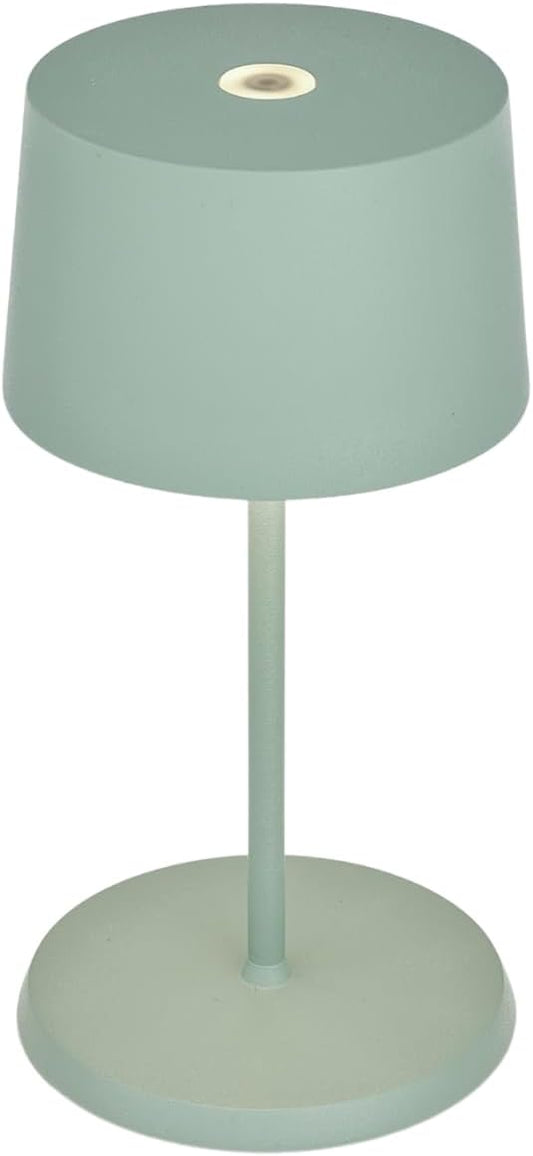 Zafferano, Olivia Mini Lamp, Portable and Rechargeable Table Lamp with Touch Controls, Suitable for Indoor and Outdoor, Dimmer, 2200-3000 K, Height 8.7 Inches, Sage Color