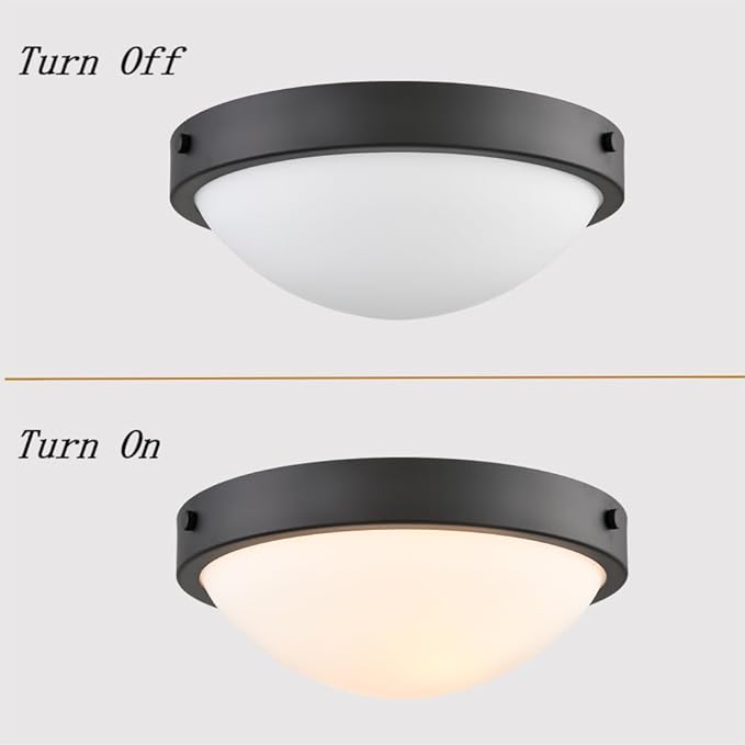 Black Flush Mount Ceiling Light Milk Glass Shade Ceiling Light Fixture Farmhouse 2-Light Modern Black Glass Flush Mount Light for Hallway Kitchen Bedroom Foyer