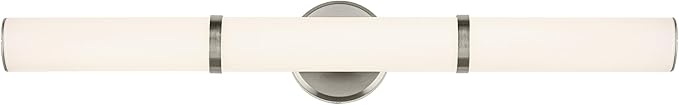 Kichler Rosh 32" LED Bathroom Vanity Light Fixture with White Glass in Brushed Nickel, Modern Minimalist Bath Bar for Mirror Lighting Over Vanity (32" W x 5" H), 55189NILED