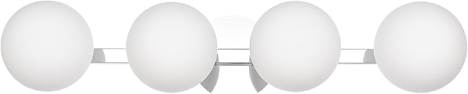 Chrome Globe Bathroom Vanity Light Fixtures, Modern 4 Lights Wall Lighting, Porch Wall Mount Light Fixture for Bathroom, Over Mirror Cabinets Hallway Stairs