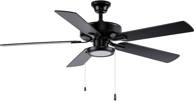 Progress Lighting P260002-31M-30 AirPro 1-Light Transitional Integrated LED Edgelit Ceiling Fan Light Kit Matte Black with Opal Shade