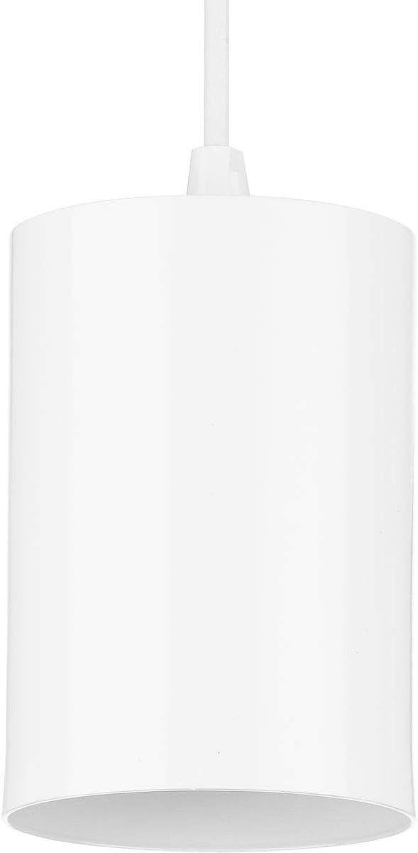 Progress Lighting Cylinder Collection 5-Inch 1-Light White Modern Outdoor Hanging Pendant Light