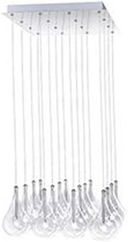 ET2 Lighting Larmes 16-Light Pendant | Polished Chrome Finish | Clear Glass Teardrop Shade | Modern Hanging Ceiling Light | E20117-18