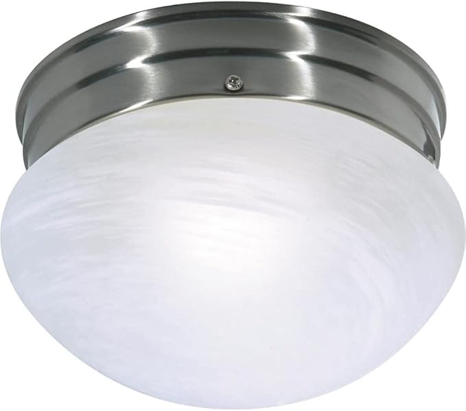 NUVO SF76/671 One Light Mushroom Flush Mount, Brushed Nickel/Alabaster Glass