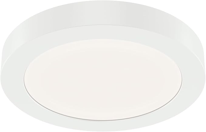 KICHLER Ara 5.32" Modern Minimal Round LED Downlight in White, for Wet Indoor Locations, Supplemental Lighting, Integrated LED, Edge-Lit Technology, 750 Lumens, Dimmable to 10%, 53005WH30