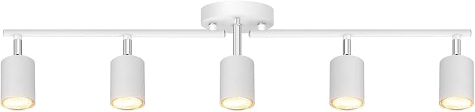 Track Lighting, LED Track Lighting Fixtures Ceiling, White Kitchen Lights for Bedroom, 30" Ceiling Spotlight Kit, 5 Light Wall Light with Rotatable Heads, Kitchen Decor(GU10 Socket, NO Bulb)
