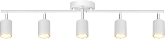 Track Lighting, LED Track Lighting Fixtures Ceiling, White Kitchen Lights for Bedroom, 30" Ceiling Spotlight Kit, 5 Light Wall Light with Rotatable Heads, Kitchen Decor(GU10 Socket, NO Bulb)