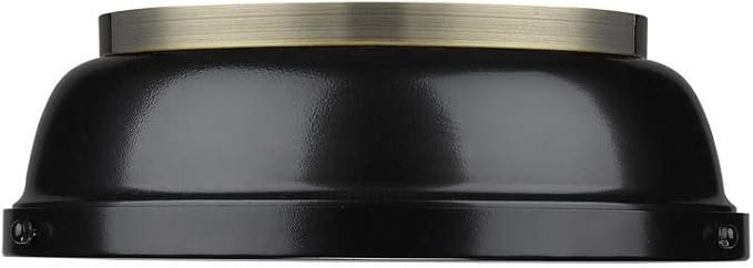 Golden Lighting 3602-14 AB-BK Duncan Flush Mount, Aged Brass with Black Shade