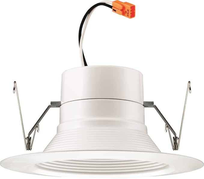 Juno E Series 5"/6" LED Ceiling Light, Baffle Trim Recessed Lighting with 5-in-1 Switchable White Color, 1200 Lumens for High Ceilings, Wet Rated LED Downlight, Dimmable, White