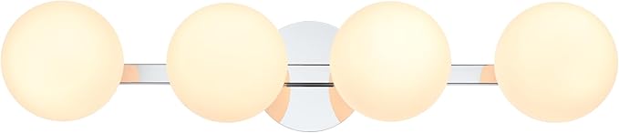 Chrome Globe Bathroom Vanity Light Fixtures, Modern 4 Lights Wall Lighting, Porch Wall Mount Light Fixture for Bathroom, Over Mirror Cabinets Hallway Stairs