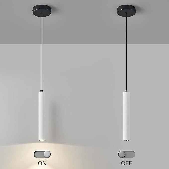 Concrete ﻿Linear White Pendant Light,Modern Industrial Hanging Cement Pendant Lighting Fixture for Kitchen Island Dinning Room Bedroom Bedside Table Pendant Lights(3-Pack)