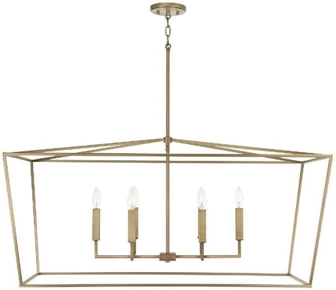 Capital Lighting 837661AD Thea Symmetrical Clear Line Island/Linear Pendant, 6-Light 360 Total Watts, 21" H x 42" W, Aged Brass