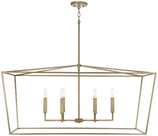 Capital Lighting 837661AD Thea Symmetrical Clear Line Island/Linear Pendant, 6-Light 360 Total Watts, 21" H x 42" W, Aged Brass