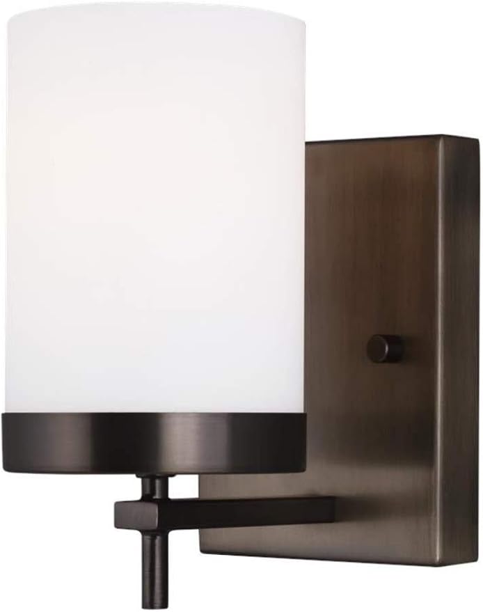 Sea Gull Lighting Generation 4190301-778 Transitional One Light Wall Sconce from Seagull-Zire Collection Dark Finish, Brushed Oil Rubbed Bronze