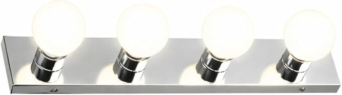 Design House 500892 4-Light Vanity Strip Light Contemporary Dimmable for Bathroom, Bedroom, Makeup Vanity, Polished Chrome
