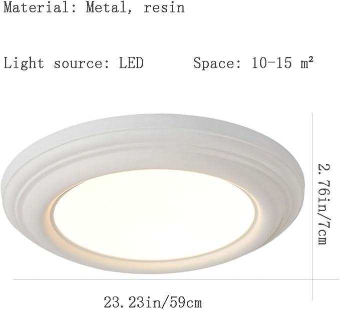 French Minimalist Ceiling Lamp with Resin Shade Flat Lighting Round Ceiling Lights for Bedrooms Suitable for Study and Master Bedroom