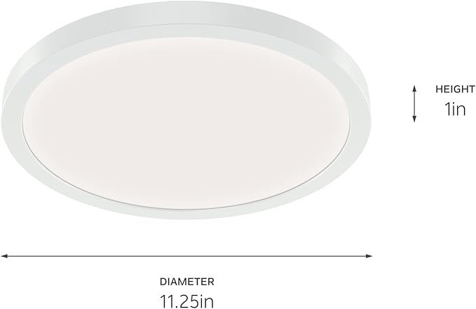 KICHLER Ara 11.03" Modern Minimal Round LED Flush Mount in White, for Damp Indoor Locations, Main Light Source, Integrated LED, Edge-Lit Technology, 1600 Lumens, Dimmable to 10%, 53011WH30