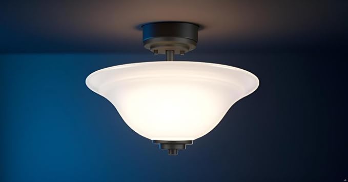 Aspen Creative 25007-64-1 Replacement Frosted Glass shade for Flush Mount or Semi-Flush Mount, 1/2" Central Hole,12-7/8" Diameter x 5" Height