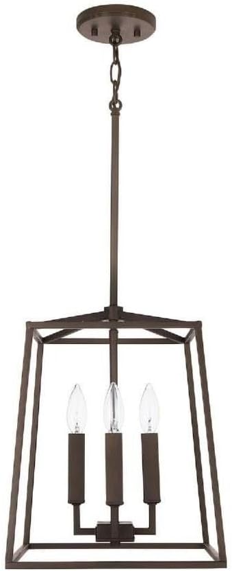 Capital Lighting 537641OR Thea Lantern Foyer Pendant, 4-Light 240 Total Watts, 15" H x 12" W, Oil Rubbed Bronze