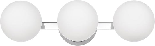 Chrome Globe Bathroom Vanity Light Fixtures, Modern 3 Lights Wall Lighting, Porch Wall Mount Light Fixture for Bathroom, Over Mirror Cabinets