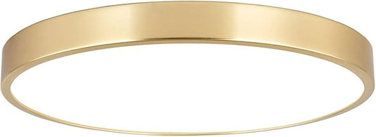 SOTTAE 12 Inch Brushed Gold Metal Flush Mount LED Ceiling Light, 3000-5000K 20W Thin Round Modern Low Profile Ceiling Light Fixtures for Bedroom, Living Room, Kitchen, Entryway, Bathroom