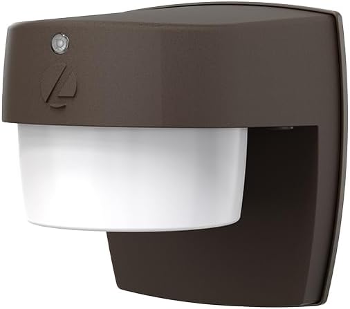 Lithonia Lighting LED Wall Pack Outdoor Light Fixture, Wall Sconce for Doorways and Garages, 3-in-1 Switchable White Light, 3 Diffuser Options, Dusk to Dawn Photocell, 120V, Bronze