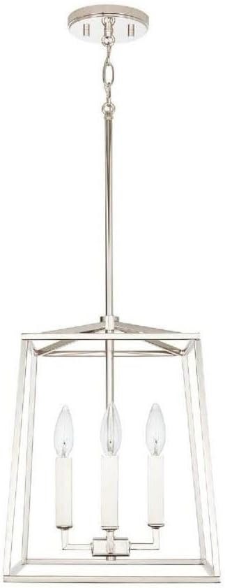 Capital Lighting 537641PN Thea Lantern Foyer Pendant, 4-Light 240 Total Watts, 15" H x 12" W, Polished Nickel