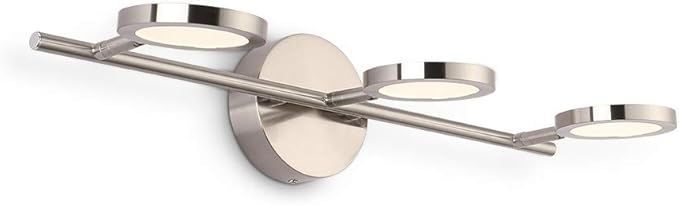 Joossnwell Modern LED Vanity Lights Nickel Finish, 3-Light Bathroom Lighting Fixtures 21.26" Inch 15W Metal Wall Sconces with Swing Arm Up and Down Lamps 4000K