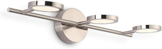 Joossnwell Modern LED Vanity Lights Nickel Finish, 3-Light Bathroom Lighting Fixtures 21.26" Inch 15W Metal Wall Sconces with Swing Arm Up and Down Lamps 4000K