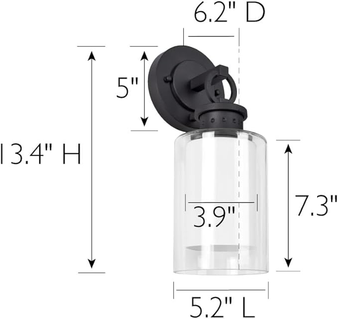Design House 589010-BLK Hansen Modern Contemporary 1-Light Indoor/Outdoor Dimmable Wall Light with Open Bottom Frosted Inner, Matte Black