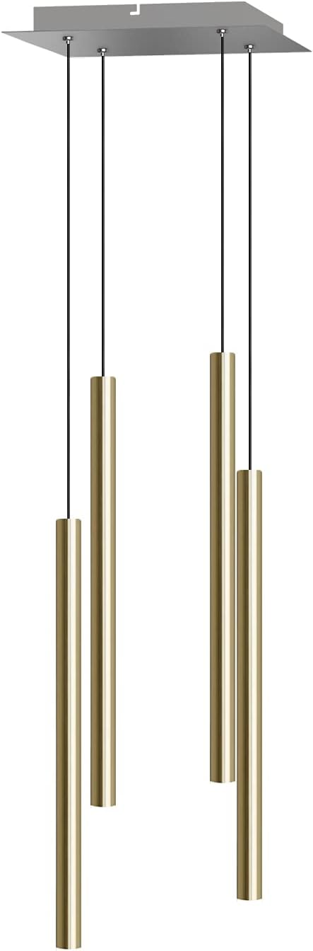 CANALIS 4 Mini Pendant Lighting Brass - LED Hanging Light Fixture for Kitchen Island, Bar, Foyer - Cluster Pendants - Dimmable, Adjustable Wire, Lamp Bulb Included