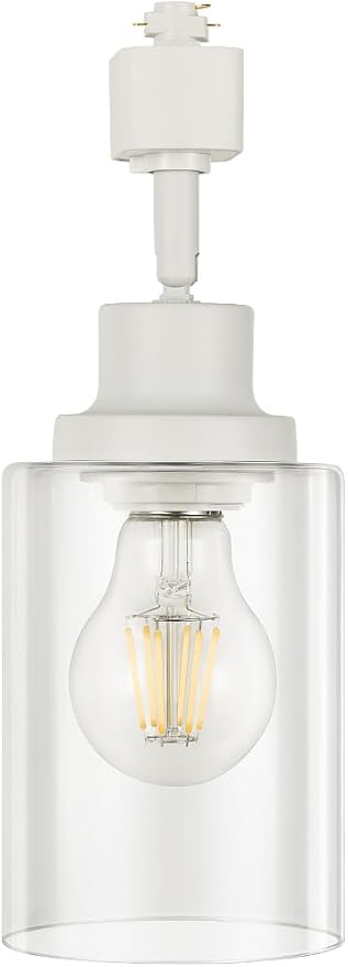 VANoopee H Type Track Lighting Heads E26 Track Light Ceiling Modern for Kitchen, Compatible with H Track Lighting Rail System, White Track Lighting Fixtures with Glass Lamp Shade, 1 Pack, No Bulbs