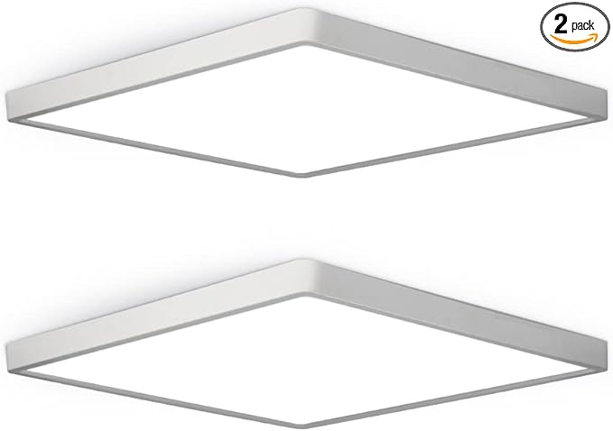 2Pack 12inch 24W LED Flush Mount Ceiling Light, 5000K Square LED Ceiling Light, 3200LM Flat LED Ceiling Light for Bedroom, Living Room, Dining Room