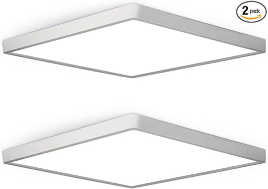 2Pack 12inch 24W LED Flush Mount Ceiling Light, 5000K Square LED Ceiling Light, 3200LM Flat LED Ceiling Light for Bedroom, Living Room, Dining Room