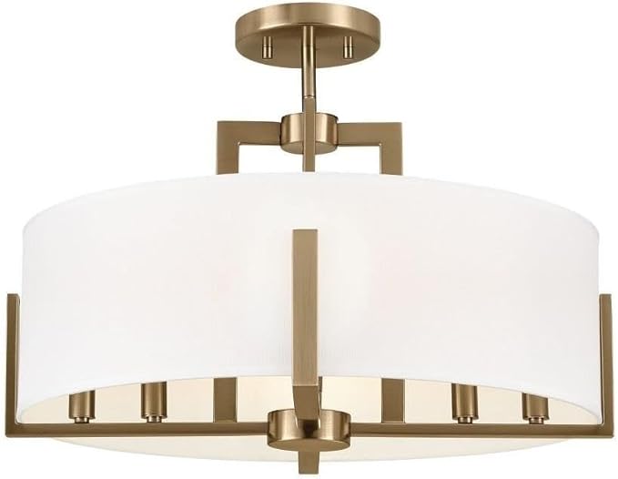 Kichler Malen 52592CPZ Convertible Semi-Flush Inch 8-Light 20˝ with White Fabric Shade in Champagne Bronze