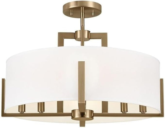 Kichler Malen 52592CPZ Convertible Semi-Flush Inch 8-Light 20˝ with White Fabric Shade in Champagne Bronze