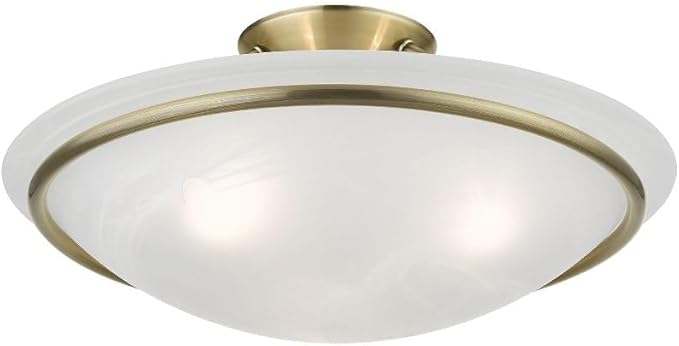 Livex Lighting 4824-01 Newburgh Collection 3 Light Semi-Flush, Antique Brass, 7 x 0.1 x 0.1