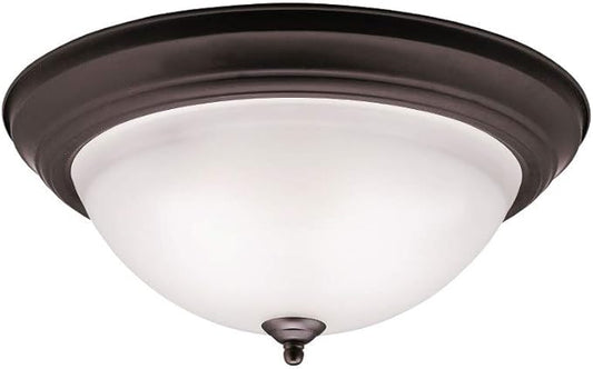 Kichler 8116OZ Flush Mount Round Glass Ceiling Lighting, Bronze 3-Light (16" W x 7" H) 180 Watts