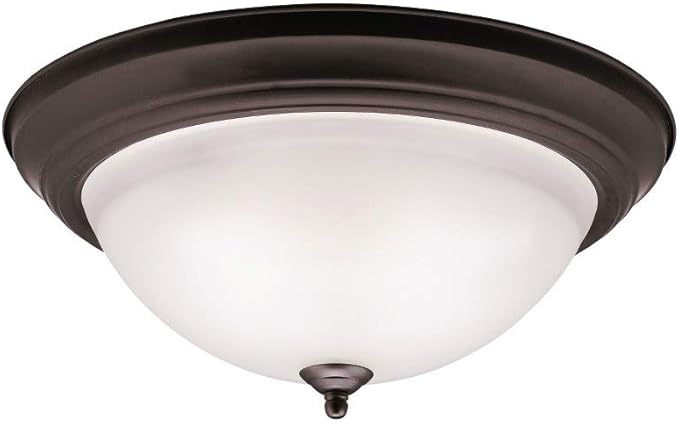 Kichler 8116NI Flush Mount Round Glass Ceiling Lighting, Brushed Nickel 3-Light (16" W x 7" H) 180 Watts