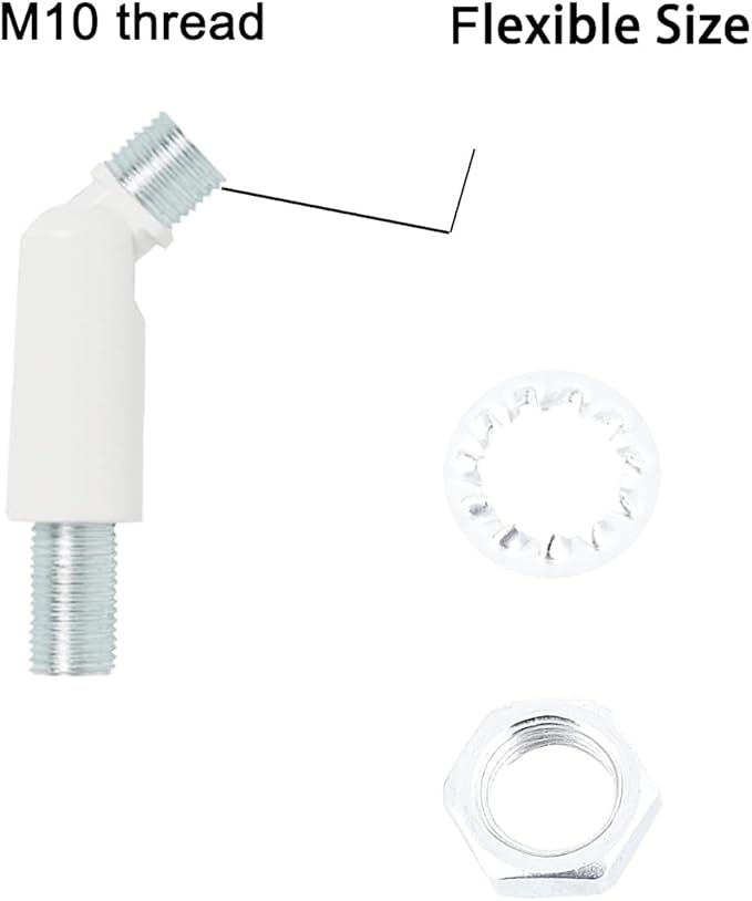 M10 Threaded Extension Rod with Sloped Ceiling Adapter Kits for Pendant Light, Island Lighting, White