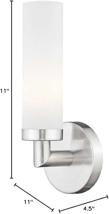 Livex Lighting 10103-91 Aero 1-Light Wall Sconce, Brushed Nickel