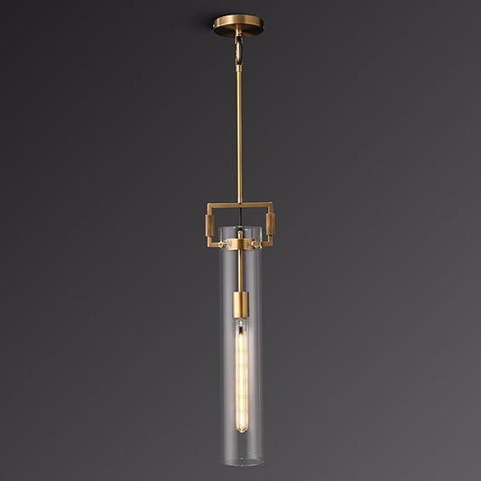 Brass Pendant Light Glass for Kitchen Island 1Pack , Gold Pendant Lights, Adjustable Hanging Chandelier with Glass Shade Modern Pendant Light Fixture for Farmhouse, Dining Room E26 Bulb Included