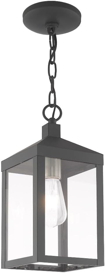Livex Lighting 20591-76 Nyack - One Light Outdoor Hanging Lantern, Scandinavian Gray Finish with Clear Glass
