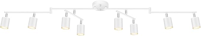 White Track Lighting Fixture Ceiling, Modern Track Light Fixtures Kitchen, 8-Light Rotatable LED Track Lights, Semi Flush Wall Sconces Lighting for Dining Room/Hallway(GU10 Socket, Bulb Not Included)