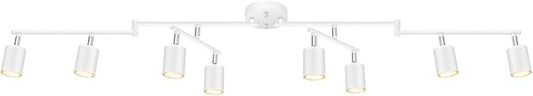 White Track Lighting Fixture Ceiling, Modern Track Light Fixtures Kitchen, 8-Light Rotatable LED Track Lights, Semi Flush Wall Sconces Lighting for Dining Room/Hallway(GU10 Socket, Bulb Not Included)