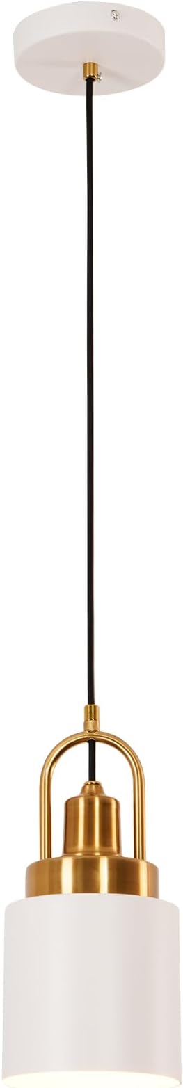 5.11-inch Diameter, Modern White Cylindrical Pendant Light, Suitable for Kitchen Island, Sink, Dining Room, Bedroom, Corridor, bar Counter in a Country-Nordic Style